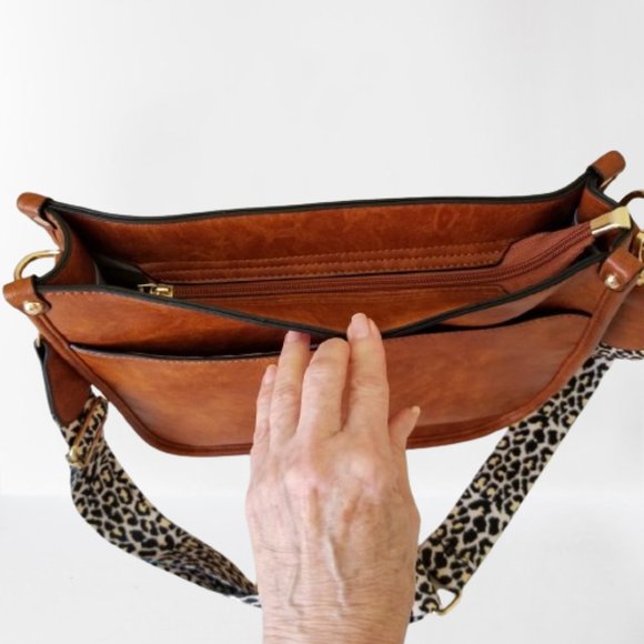 NEW! Brown Faux Leather Shoulder/Crossbody Bag w/Detachable Strap - Picture 3 of 8